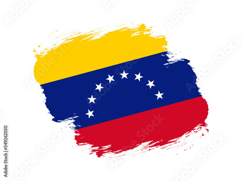 Stroke brush textured flag of venezuela on white background