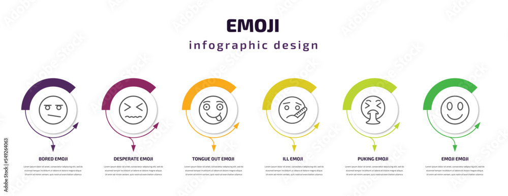 Vetor de emoji infographic template with icons and 6 step or option ...
