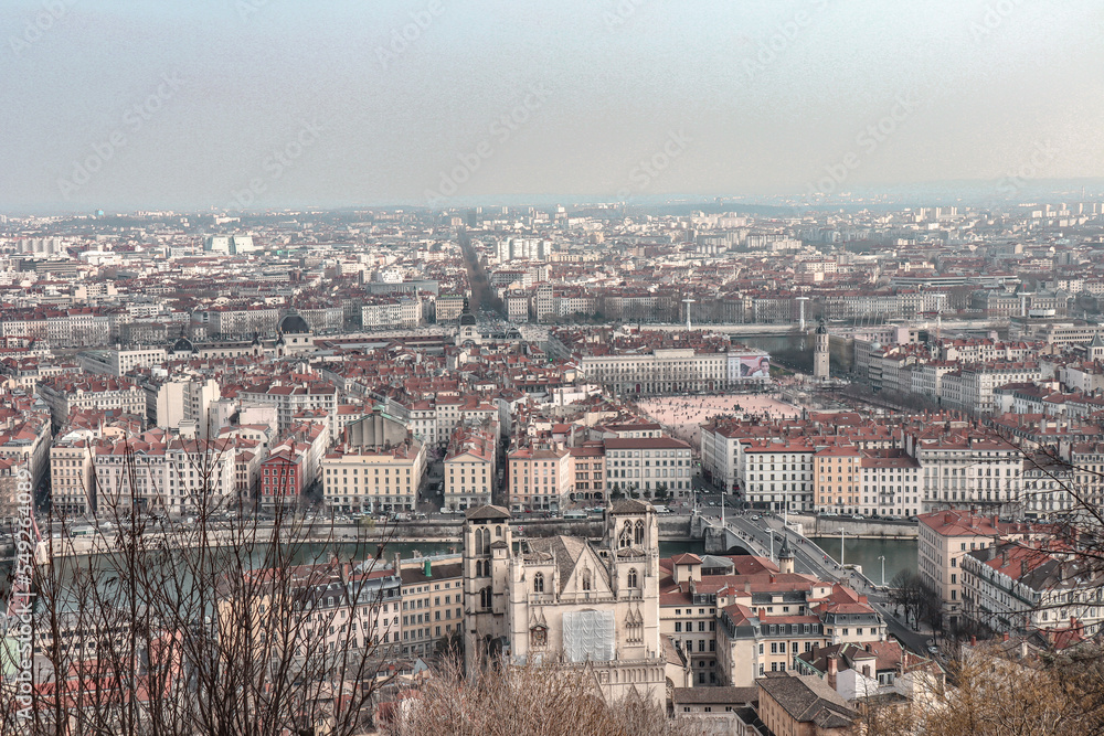View over Lyon from the hill.