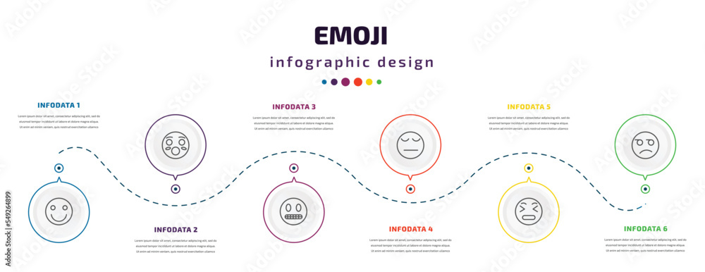 emoji infographic element with icons and 6 step or option. emoji icons such as happy emoji, hushed nervous pensive stress suspect vector. can be used for banner, info graph, web, presentations. emoji infographic element with icons and 6 step or option. emoji icons such as happy emoji, hushed nervous pensive stress suspect vector. can be used for banner, info graph, web, presentations.