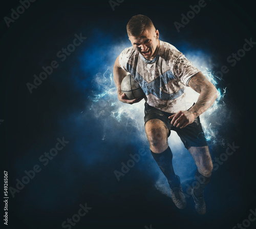 Man rugby player. Sports banner © Andrey Burmakin