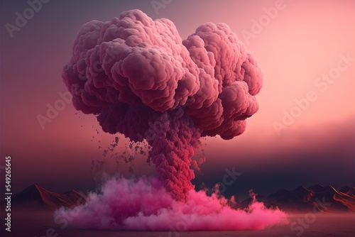 pink explotion smoke background. generative ai photo