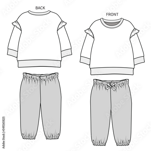 SWEAT TOP WITH JOGGER SET FOR TODDLER GIRL AND BABY GIRL SET IN EDITABLE VECTOR