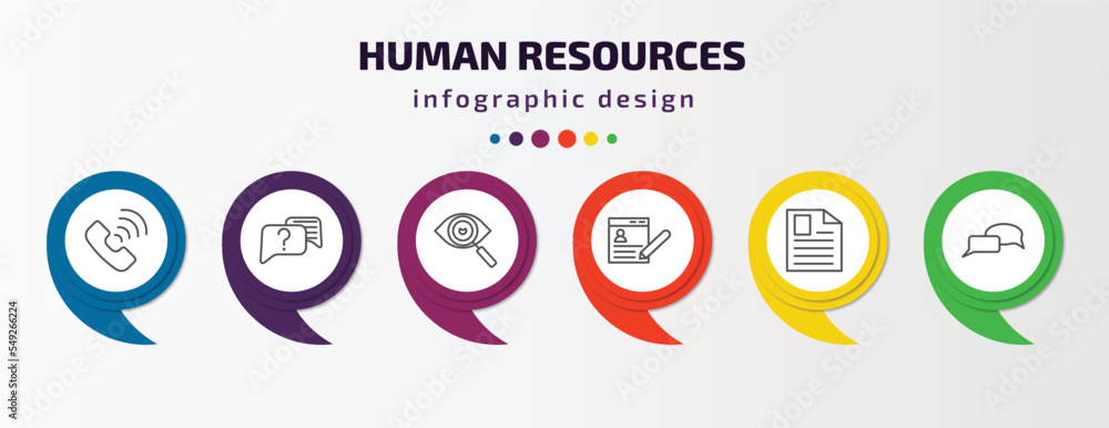 human resources infographic template with icons and 6 step or option. human resources icons such as call, interview, appearance, job application, application, dialogue vector. can be used for human resources infographic template with icons and 6 step or option. human resources icons such as call, interview, appearance, job application, application, dialogue vector. can be used for