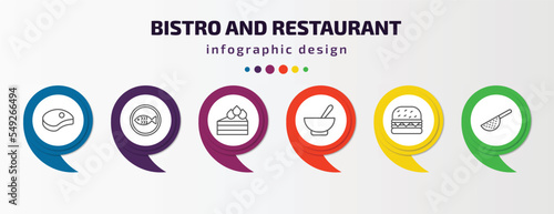 Fotografiet bistro and restaurant infographic template with icons and 6 step or option