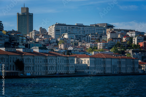 Istanbul Bosphorus panoramic photo. Istanbul landscape beautiful sunset with clouds  . Best tourist destination Turkey. Travel and business concept.