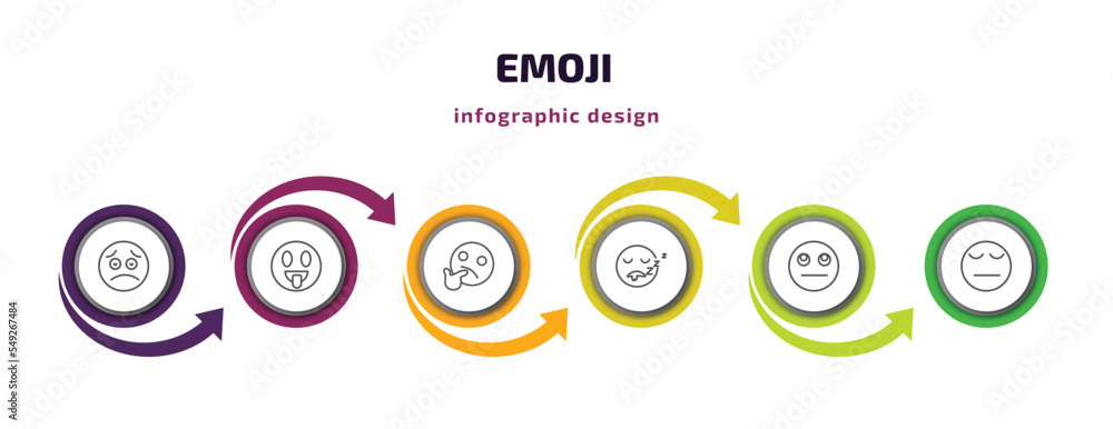 emoji infographic template with icons and 6 step or option. emoji icons such as worried emoji, tongue wondering sleeping thinking pensive vector. can be used for banner, info graph, web, emoji infographic template with icons and 6 step or option. emoji icons such as worried emoji, tongue wondering sleeping thinking pensive vector. can be used for banner, info graph, web,
