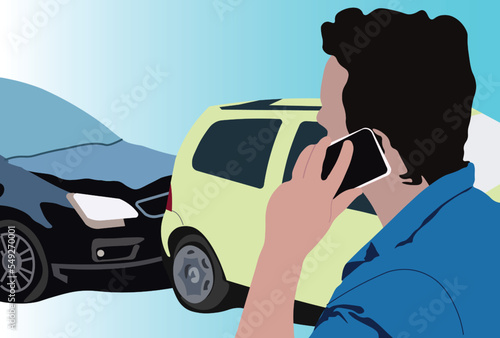 people call the insurance claim when car accident illustration vector png