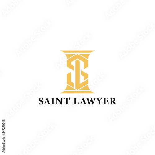 Abstract initial letter SL or LS logo in gold color isolated in white background applied for law firm logo also suitable for the brands or companies have initial name LS or SL.