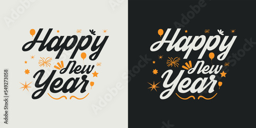 Happy new year t-shirt design vector design 2023. Typography, Unique, Greeting stylish t-shirt Vector design template.