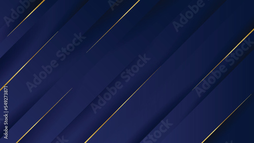 Fotografie, Obraz Abstract gradient navy blue with luxury golden line template.