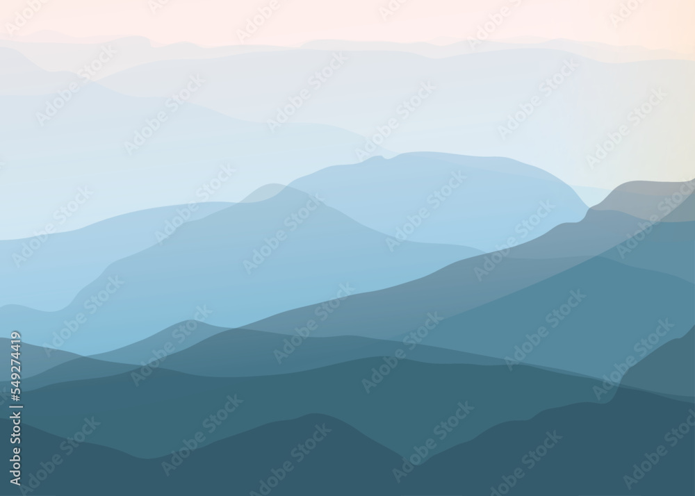 Vector landscape with mountains. 3D landscape Background. Vector Illustration. Computer Art Design Template
