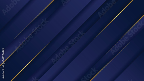 Abstract gradient navy blue with luxury golden line template.