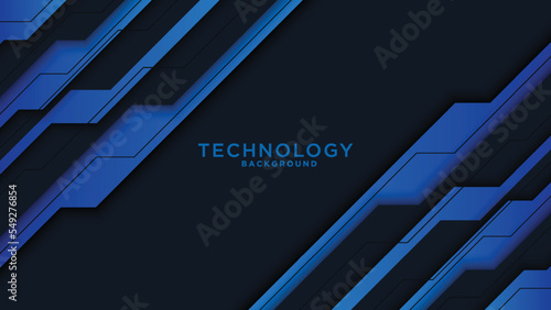 Abstract black and blue frame layout modern tech design template. Vector graphic. 