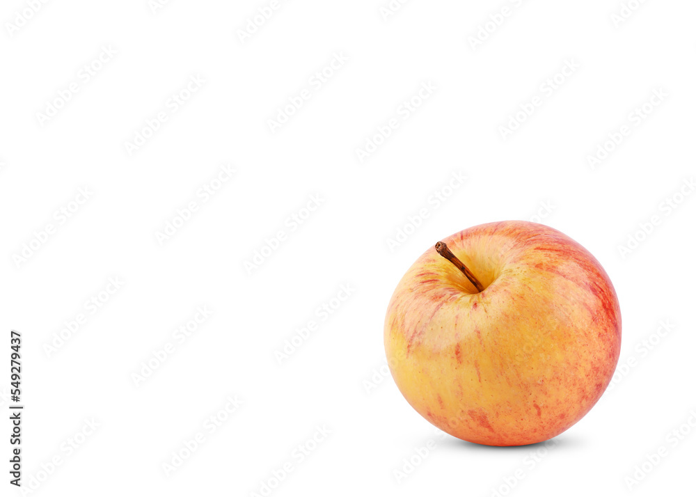 Whole fresh red yellow apple isolated on white background. copy space