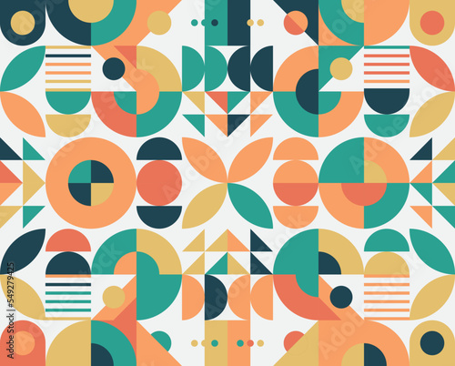 Geometry minimalistic poster with simple shapes and figures. Abstract vector pattern design for web banners, business presentations, branding packages, fabric print, and wallpaper.