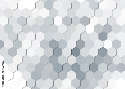 The abstract white background of the Embossed surface Hexagon, Honeycomb modern pattern concept, Creative light and shadow style. Geometric mesh minimal clean gradient color for wallpaper. 