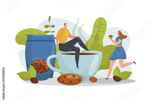 Coffee drink cup for people concept, isolated on white vector illustration. M...