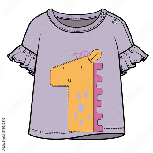 GIRAFFE GRAPHIC TOP FOR TODDLER GIRL AND BABY GIRL SET IN EDITABLE VECTOR