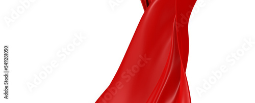 3d render, abstract background with red silk scarf