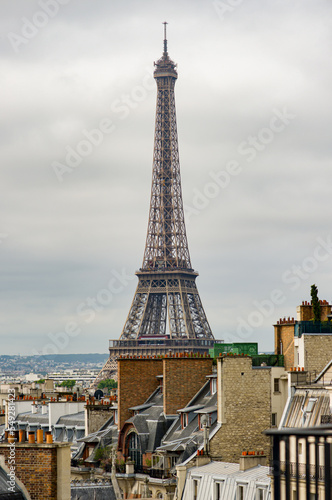 View of the Eiffel Tower in Paris, France.