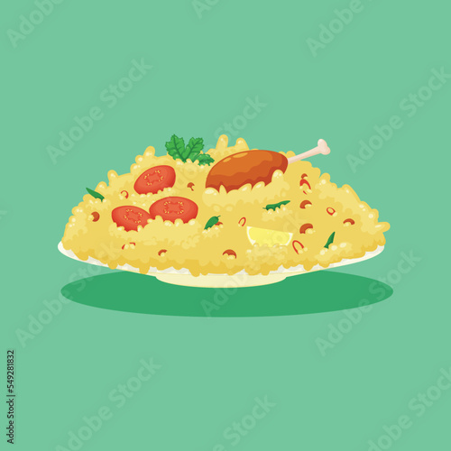 Biryani background. Design with cartoon style.