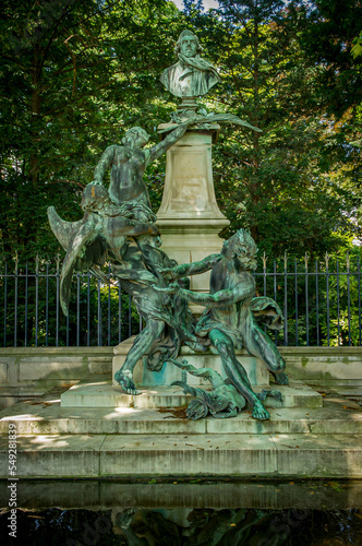 Photos Statue of Eugene Delacroix in Paris, France.