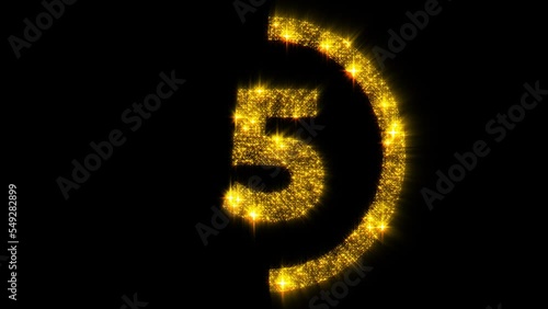 10 seconds countdown timer animation - Golden numbers with glitter counting down from 10 seconds. New year beginning concept.