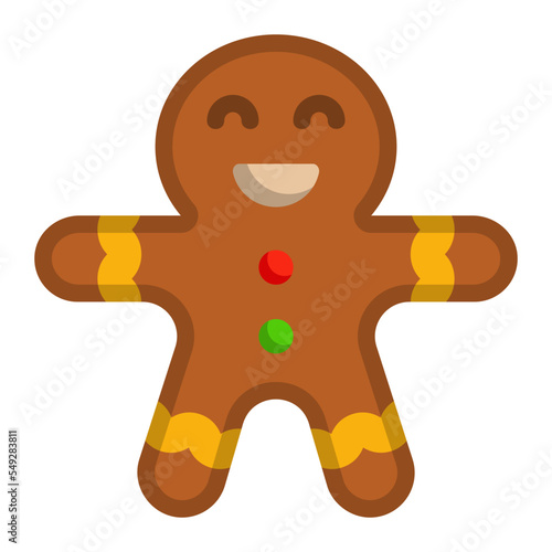 gingerbread man flat icon