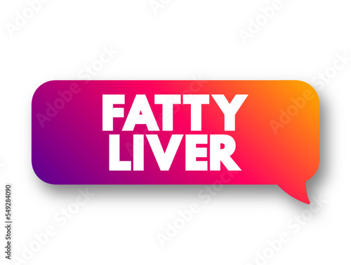Fatty Liver is a common condition caused by having too much fat build up in your liver, text concept message bubble