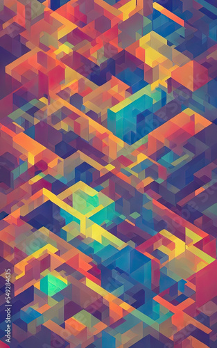 Abstract multi-layered isometric background