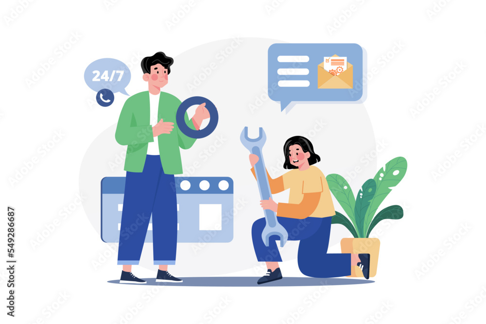 Technical Support Specialist Illustration concept on white background