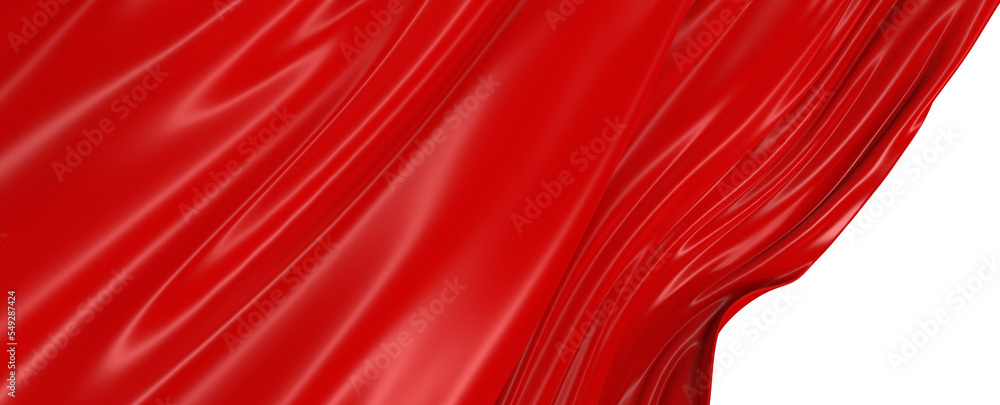 Beautiful flowing fabric of red wavy silk