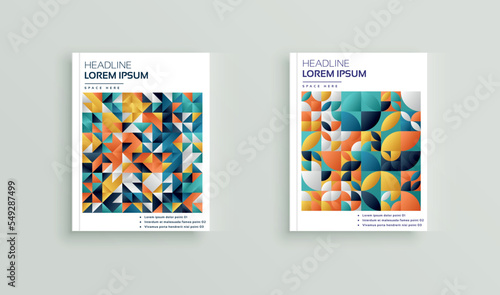 Geometry orientation vector business presentation set mock-up pattern. Company branding pattern covers design layout bundle, poster, annual report, and geometric concept cover. Minimalistic retro.	
