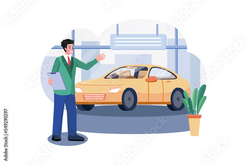 Car Showroom Manager Dealing With Car