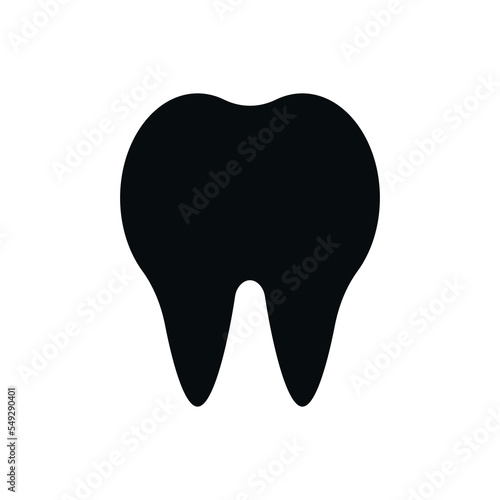 Black tooth icon. Bone dental formation in mouth for healthy experience and food with dental procedures and vector care