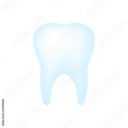 White tooth with blue gradient. Bone dental formation in mouth for healthy experience and food with dental procedures and vector care