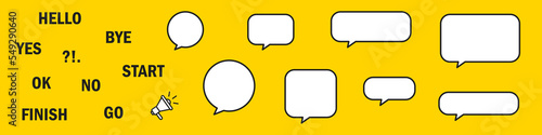 Speech bubbles. Speech in chat or dialogue. Set of empty speech bubbles. Vector illustration