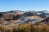 Frozen mountains powdered with snow in the Owyhee Canyon area in Idaho