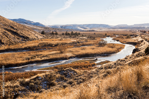 Rural frozen landscape in Idaho  Owyhee Mountains area