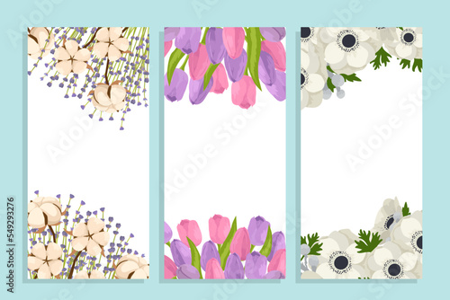 Template floral design, flower background at card flyer banner, vector illust...