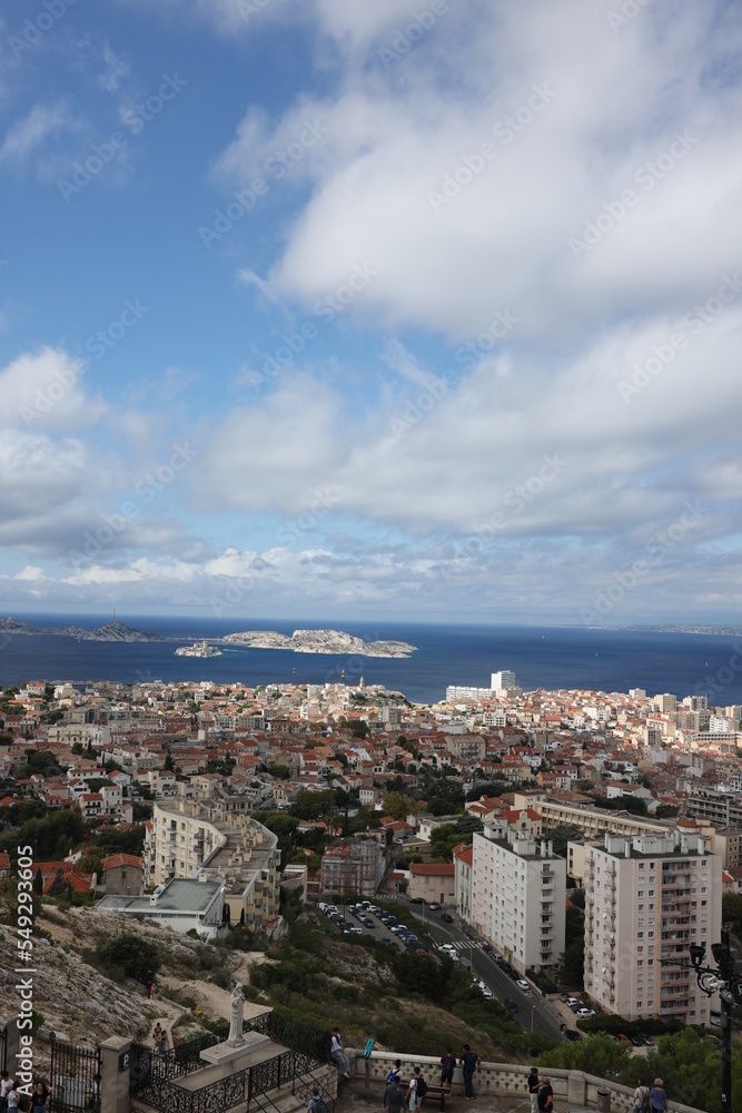 Cityscape of Marseille with islands in the background