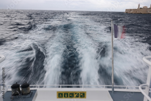 Boat moving fast through the French Mediterranean