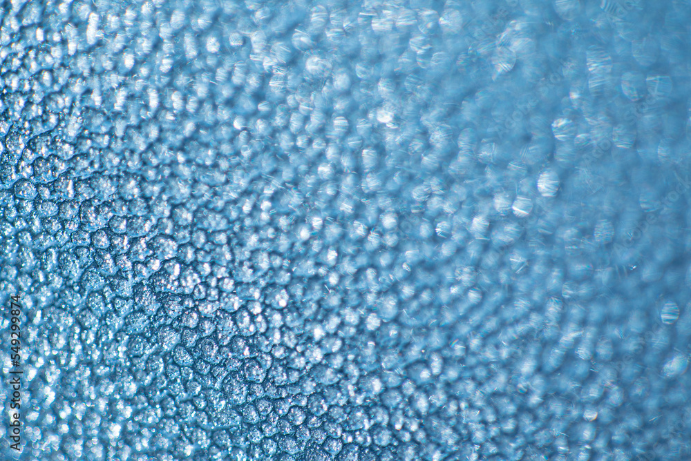 frosted water drops on the blue background frosted water drops on the blue background