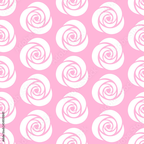 White roses on pink background seamless pattern. Best for textile, print, wrapping paper, package and festive decoration.