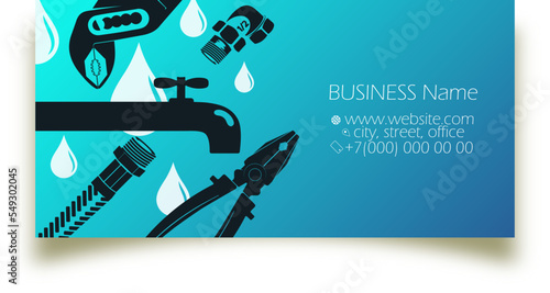 Plumbing repair and service. Business card for plumber