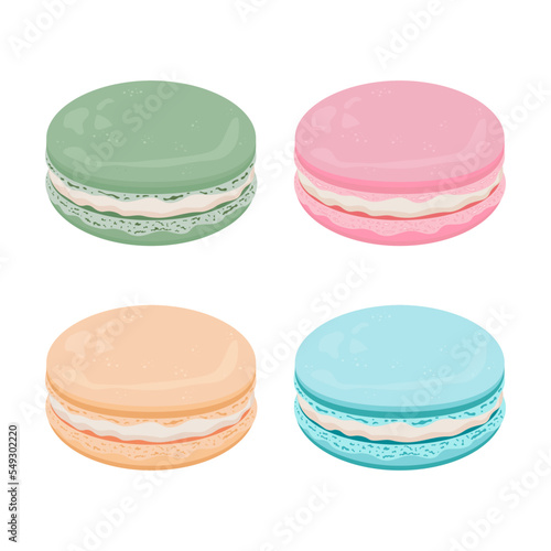 Colorful Macaroons isolated, set of macarons, baking