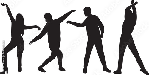 silhouette dancing people design vector isolated