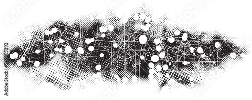 Vintage texture with atomic design elements . Mid century modern . Wall art . Overlay tech texture . Vector abstract  grunge background