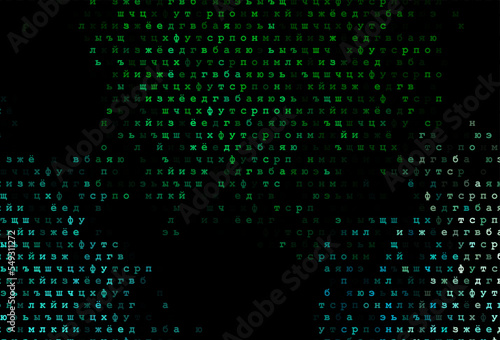 Dark blue, green vector pattern with ABC symbols.